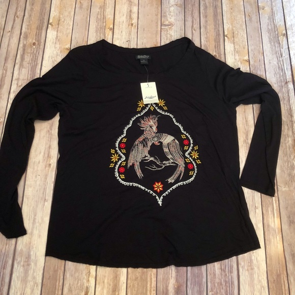 Lucky Brand Tops - NWT: 🅿️ Lucky brand black cockatoo love birds 1X